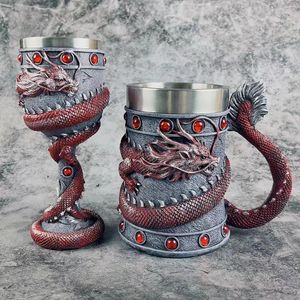 Tasses créatives Dragon chinois bière tasse résine 304 en acier inoxydable tasse à café cruche d'eau grande capacité barware cadeau pour hommes