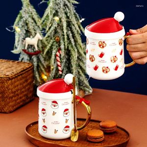 Mokken creatieve kerst keramische koffiekopje schattige kerstman Sneeuwman melkthee Water Mok met lepel thuiskantoor drinkwaren vakantiegeschenken