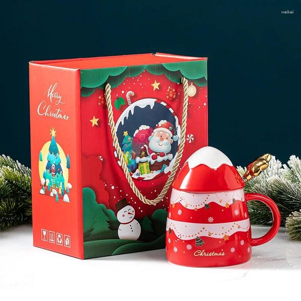 Tasses créatives de Noël de Noël en céramique dessin de maison de maison de maison de café personnalisé coffre-cadeau de couple avec tasse à main