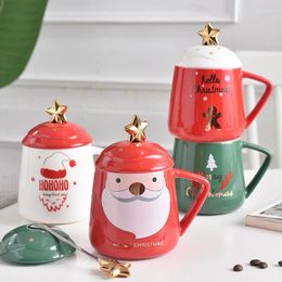 Tasses Creative Christmas Gift Mug Ceramic Cup Nordic Couple Coffee avec cuillère pour le petit déjeuner.