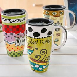 Mokken creatieve koffiecartoon met deksel keramische mok drinkbeker cup grote capaciteit huishoudelijke sap fruit paar cadeau melk thee -kopjes kopjes