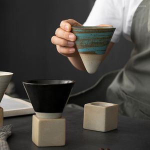 Mokken Creative Coffee Cup Japans Retro Rough Pottery Latte Flower Home Keramische mok Water Tea Set