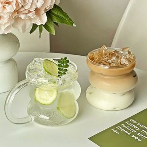 Mokken Creatieve Koffiemok Hittebestendig Glas met Handvat Water Kopjes Melk Sap Grote Handrip Drinkglazen 231026