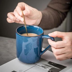 Tasses Creative Couple Tug Retro Blue Cup Coffee Personnalité ménage Céramique Thé à eau kawaii mignon