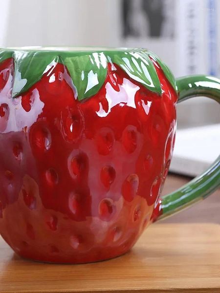 Tazas Creativas Lindas Mascotas Forma de fruta Taza de cerámica Marca Naranja Calabaza Oficina