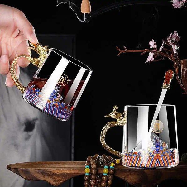 Tazas creative esmalte de agua de color café café resistente al cristal resistente taza taza de té de floración barra de regalo