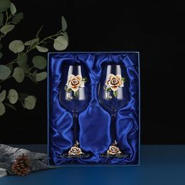 Mokken Creatieve Emaille Wijnglas Cup Mok Unieke Champagne Fluiten Kristallijn Party Gift Roosting Goblet Crystal Anniversary