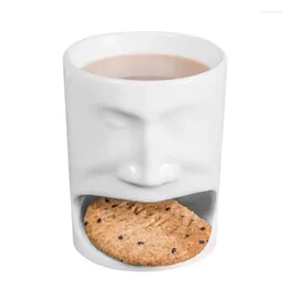 Mokken creatief gezicht mug biscuit cookie dessert pocket afternoon tea cups ontbijt keramiek met nieuwigheid
