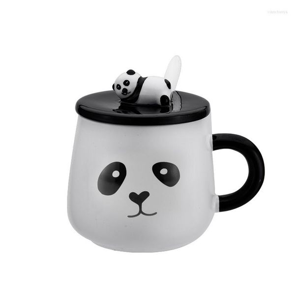 Tasses cadeau créatif tasse en céramique étudiant employé de bureau tasse dessinée à la main Panda dessin animé bouteille d'eau avec couvercle bouilloire à café au lait