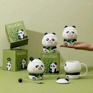 Mokken Creatieve geschenken Keramische mok met deksel Panda Koffiekopje Lepel Woonkamer Drinken Geschenkdoos Woondecoratie Isolatie