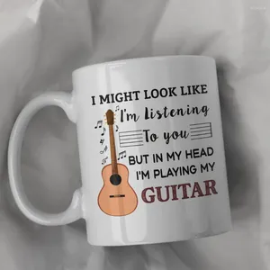 Tasses de café à motifs de guitare créative 11 oz / 330 ml en céramique parfait pour les cadeaux d'anniversaire de Noël amis et famille