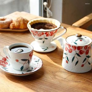 Mokken creatieve hand keramische filterbekers modern eenvoud huishoudelijke keukengerei koffiebek maker uit de vrije hand schildertjes set