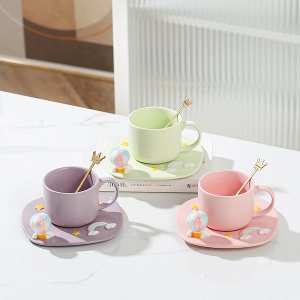 Tazas creative plato de taza de belleza alta al aire