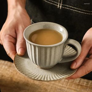 Tasses créatives du four rétro japonais avec des motifs verticaux de cuisine ménage réserve de restaurants en céramique gâteau tasse de café