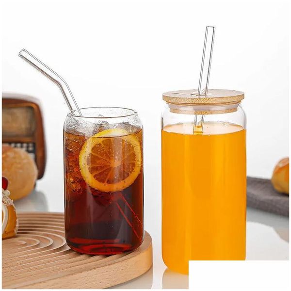 Tasses Creative Juice Coupe en verre de lait avec couvercle et St Bubble Tea Transparent Bière Café Haute Borosilicate Drinkware Drop Livraison Accueil Dhvdr