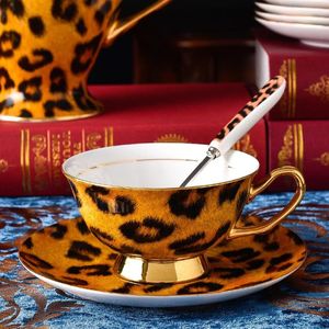 Tasses créatives léopard à imprimé café tasse de thé de luxe européen de thé.