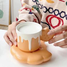 Mokken creatief licht luxe keramisch koekje gevormde melk mok huishouden afternoon tea ontbijttafel benodigdheden koffiekopje en schotelset