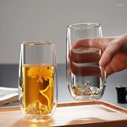 Tasses créatives montagne vue tasse à thé double verre tasses verres à boire pour boissons couple cadeau et drinkware