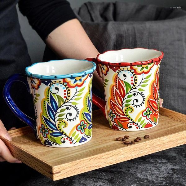 Tasses créatives tasse en céramique petit déjeuner café lait thé jus Couple tasse Art peinture à l'huile boisson