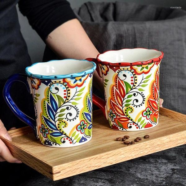 Tazas Taza creativa Cerámica Desayuno Café Leche Té Jugo Pareja Taza Arte Pintura al óleo Bebida