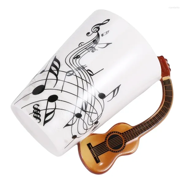 Tazas Novedad creativa Mango de guitarra Taza de cerámica Espectro libre Café Leche Té Personalidad Taza Único Instrumento Musical Regalo