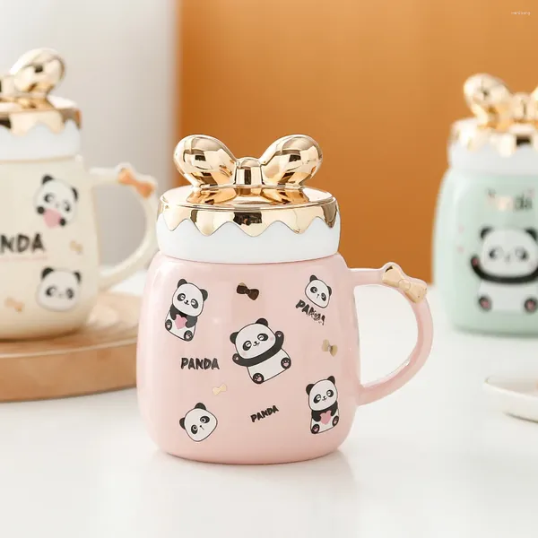 Tasses créatives Panda Mark tasse en céramique eau belle couverture d'arc fille coeur dessin animé cérémonie d'ouverture cadeau à la main