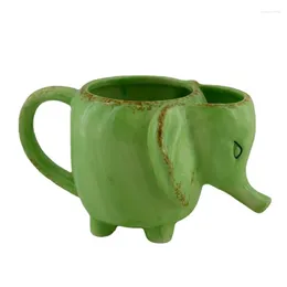 Mokken creatieve retro antieke groene grijze olifant keramische melk ontbijt ontbijt hoge temperatuur resistent koffie copo termico origineel