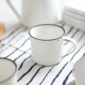 Mokken creatieve retro keramische huis mug koffie beker imitatie emaille melk nostalgisch water