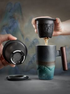 Tazas creativas Retro cerámica taza de té grande café tazas de cerámica hechas a mano y juego de regalo de negocios Bol Traditionnel Chinois 230320