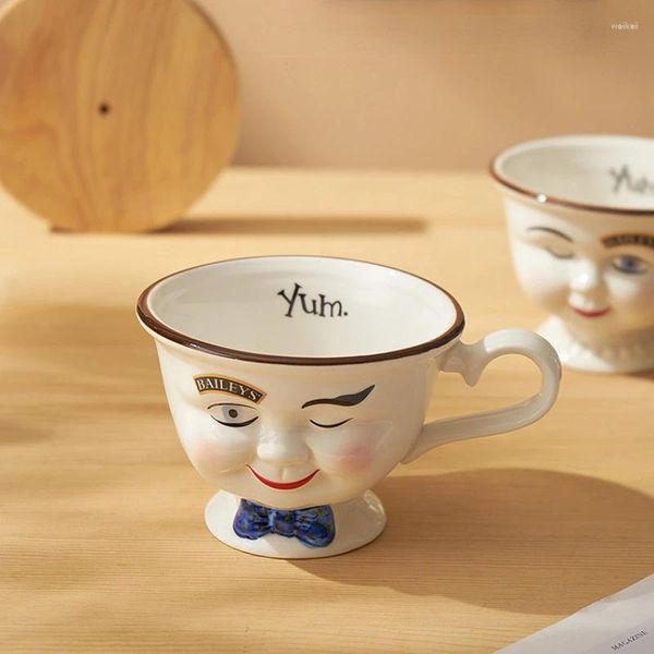 Tazas Creativo Retro Pareja Taza de café Desayuno Leche Jugo Té Oficina en casa Tarde Dibujos animados Taza de cerámica simple Regalo