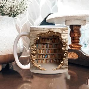 Mugs Creative Space Design Multi-Purpose Bidrer de bibliothèque A Library Shelf Tup Book Lovers Coffee White