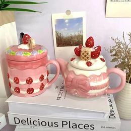 Tasses créatives biscuits aux fraises tasse en céramique mignon bonbons pot de sel service à thé de mariage cadeau d'anniversaire accessoires de décoration de la maison