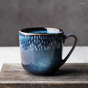 Mokken Creativiteit Keramische Mok Retro Stijl Blauw Koffiekopje Eenvoudig Thuis 350 ML Kawaii Tumbler Cups In Bulk Leuke Thee