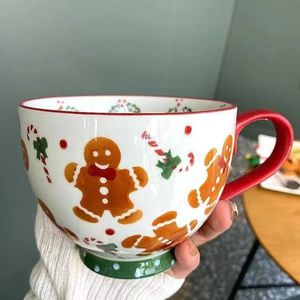 Mokken Creativiteit Kerst Keramische Mokken Koffiemok Leuke Gingerbread Man Water Cup Meisjes Jongens Vrienden Geschenken tasse 231009