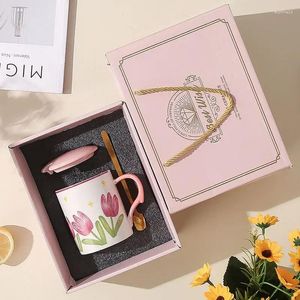 Mugs Cup ins High Beauty Tulip Céramique avec couvercle comme cadeau d'anniversaire pour la journée des enseignants des amis