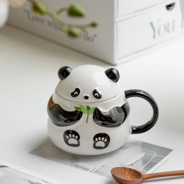 Tazas Tazas Linda Taza De Cerámica Panda 450 Ml De Gran Capacidad En Relieve Bajo Vidriado Color Artesanía Regalo De Cumpleaños Decoración Del Hogar Taza De Café Con Leche