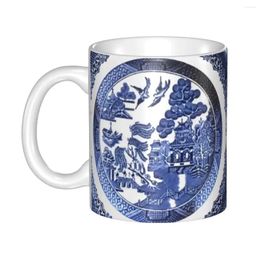 Mokken op maat Blue Willow China DIY Delft Chinoiserie keramische theemelk koffiekopjes buitenwerk campingbeker
