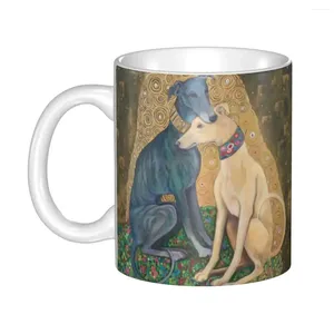 Tasses personnalisées Gustav Klimt Greyhound Dog Art Mug DIY Whippet Sihthound Céramique Thé Lait Café Tasse