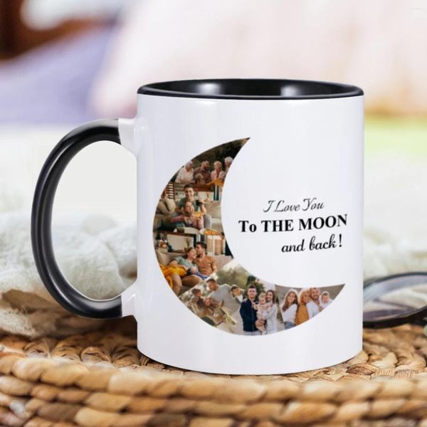 Tasses personnalisées Po Mug je t'aime jusqu'à la lune et retour 11oz café saint valentin cadeau romantique tasses pour petit ami petite amie