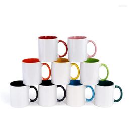 Tazas Logotipo personalizado 350 ml 11 oz Taza de cerámica Corazón Mango redondo Imagen personalizada Impresión Sublimación Color en blanco Café Taza de té Gota Dhomv