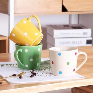 Tasses Mignon 200ml Polka Dot Café Lait Tasse En Céramique Creative Jus Tasse D'eau Maison Drinkwares Rouge Rose Kawaill Bureau