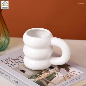 Tasses mignonnes tasses à café en céramique à bulles corée Kawaii cercle de créateur pour le petit déjeuner jus de lait tasse à poignée de thé