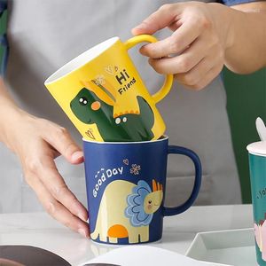 Tazas lindas caricaturas de cerámica taza de café pintada a mano Cazas de agua de animales