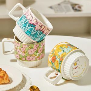 Tasses mignonnes dessin animé tulip tasse céramique haute beauté tasse de café feme