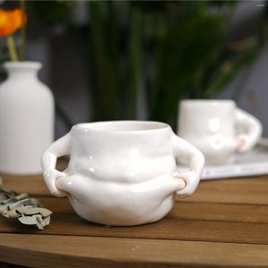 Tasses Migne Ceramics Coffee Mug avec poignée au lait tasse de tasse de gras pour boissons à l'eau froide cadeau d'anniversaire cadeau de bureau à la maison décoration