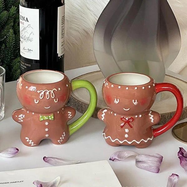 Tazas lindo café cerámica navidad 3d jengibre copa tazas novedosas tazas con mango de té con leche bebida decoración de Navidad