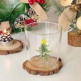Mokken Leuke Creatieve Handgeblazen Glazen Beker met Prachtige 3D Kerstboom Roos Duurzame Glazen Mok Creatieve Wijnglazen Ideaal Cadeau 231124