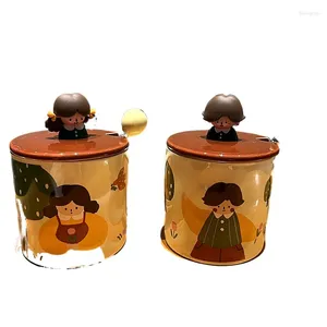 Mokken schattige beker keramische mok Koreaanse cartoon huishoudelijke student creatief persoonlijkheidspaar koffie en water met handgeschenk