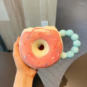Mokken schattige donut niche -ontwerp sense keramische bekers creatief hoog uiterlijk Kawaii Cup cadeau tot vriendin mug year grappig