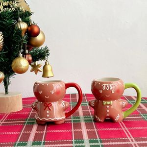 Tasses Mignon gingembre homme tasse en céramique Couple tasse cadeaux de noël Drinkware Navidad bureau tasses à café maison lait thé tasse cadeaux de noël 231009